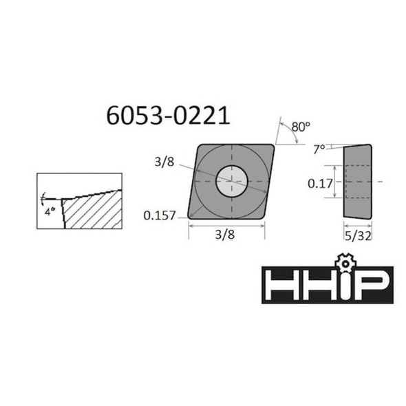 Hhip CCMT 32.51-EM Coated Carbide Insert 6053-0221