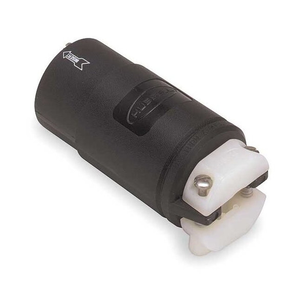 Locking Connector, 20 A, 125V AC, Single Phase, 2 Pole, Screw Terminals, Black