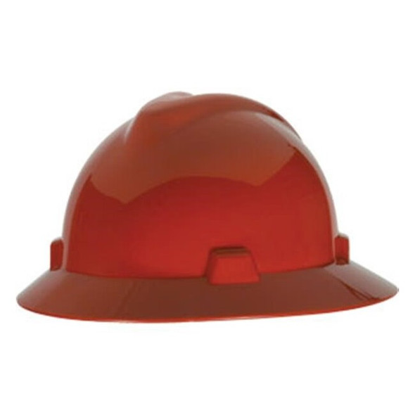 MSA V-Gard® Slotted Hat w/ Fas-Trac® Suspension, Red, 1/Each