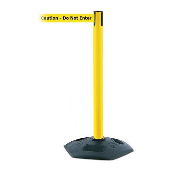 Barrier Post with Belt, 7 1/2 ft Length, 38 in Post Height, Caution Do Not Enter