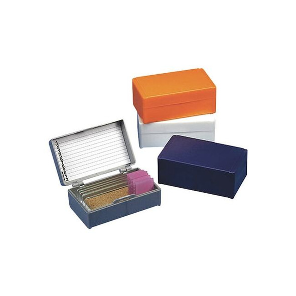 Globe Scientific Microscope Slide Box,Blue/Gray/OR/Wt,PK5 513072AST