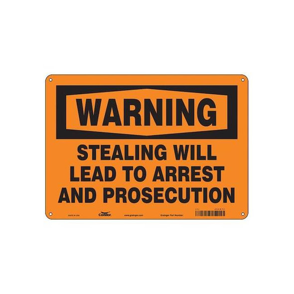 Security Sign, 10 in H, 14 in W, Aluminum, Horizontal Rectangle, English, 453R73