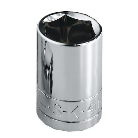 1/2 in Drive, 20mm Metric Socket, 6 Points,  Steel, Chrome, 20 mm