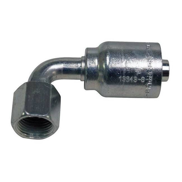 Parker Crimp Fitting,90 deg.,1/4" ID,1/2",FJIC 13943-5-4