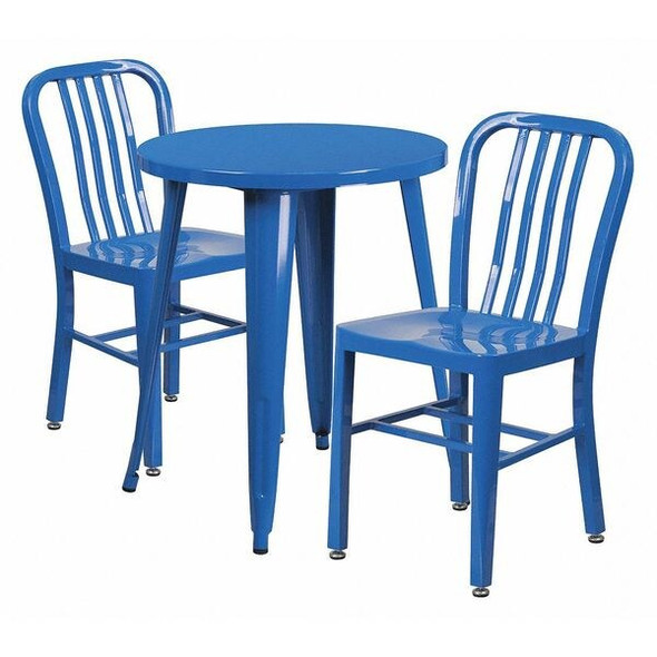 Flash Furniture Blue Metal Table Set,24RD CH-51080TH-2-18VRT-BL-GG Flash Furniture Blue Metal Table Set,24RD CH-51080TH-2-18VRT-BL-GG