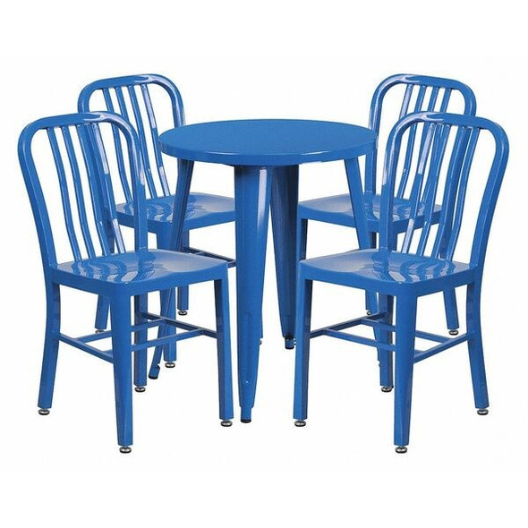Flash Furniture Round 24" W, 24" L, 29" H, Metal, Blue CH-51080TH-4-18VRT-BL-GG