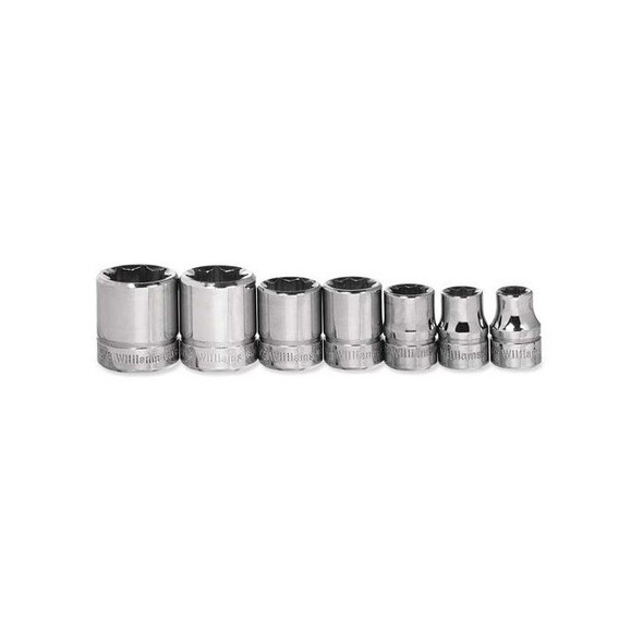 WSBD-7RC Williams Socket Set, 7 Pieces, 3/8 Inch Drive, Shallow, 8 Point
