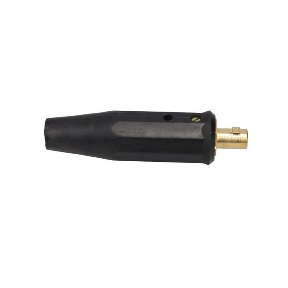 Cable Connector, Male, 35-50mm, Style:DINSE, AMP:400, Material:Brass with Black Boot, 1 Each in Hangable Poly Bag
