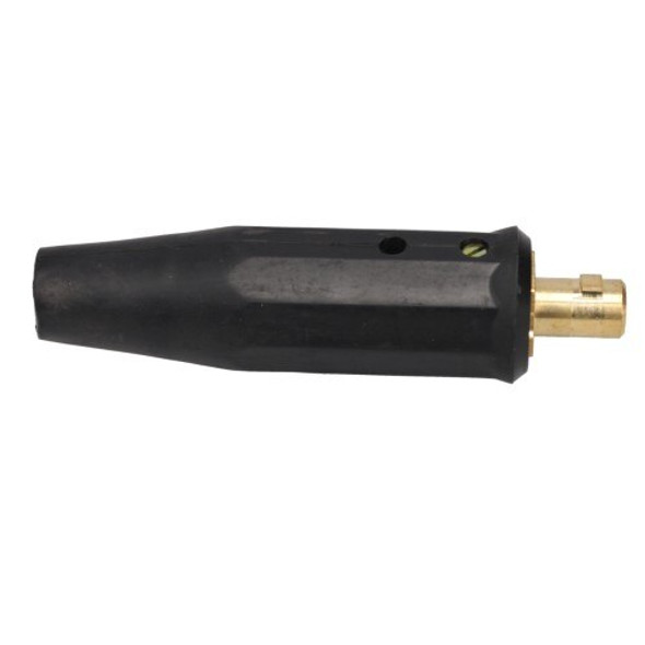Cable Connector, Male, 35-50mm, Style:DINSE, AMP:400, Material:Brass with Black Boot, 1 Each in Hangable Poly Bag