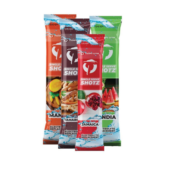 TE400-SINGLESERVE Overtime Tiempo Extra Electrolyte Mix, 4 Flavors, 400/Case