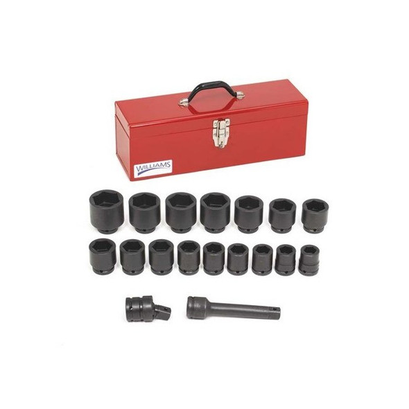 WS-6-18TB Williams Socket Set, 18 Pieces, 3/4 Inch Drive, Shallow Impact