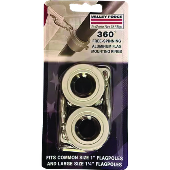 Valley Forge 1 in. Brushed Aluminum Flag Mounting Ring (2-Pack) 62665
