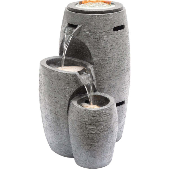 Alpine 27 In. 3-Tier LED Fire & Water Fountain with Adjustable Flame WTO120