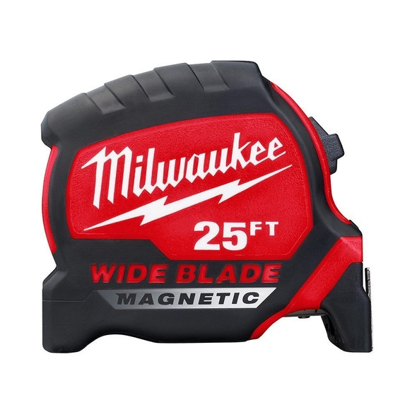 48-22-0225M Milwaukee Wide Blade Magnetic Tape Measure, Steel, 25 ft L