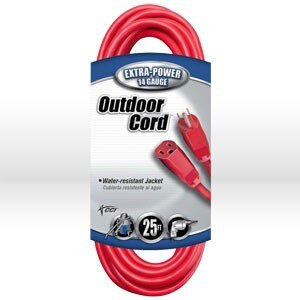 02407 Coleman Extension Cord,14/3 SJTW,L 25',Amps 15,Voltage 125V,Red