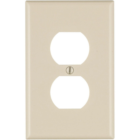 025-80503-00T Leviton Mid-Way 1-Gang Smooth Plastic Outlet Wall Plate, Light Almond