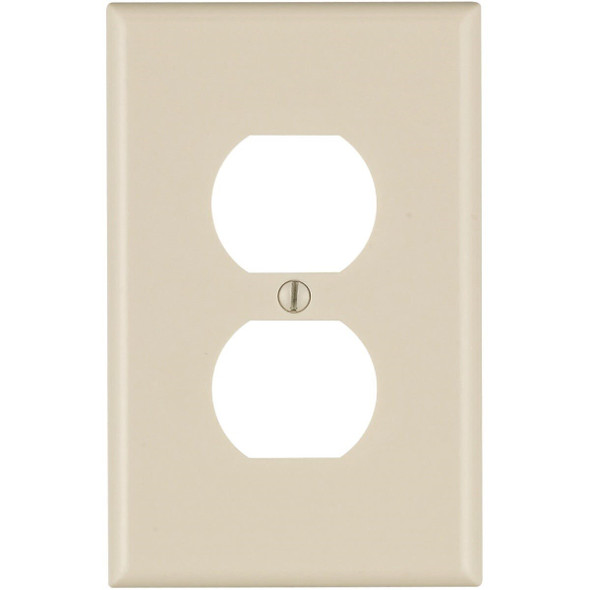 025-80503-00T Leviton Mid-Way 1-Gang Smooth Plastic Outlet Wall Plate, Light Almond