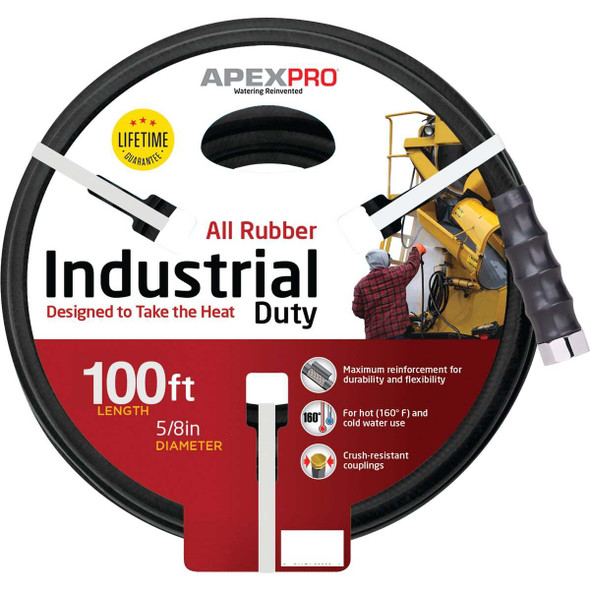 Apex Pro 5/8 In. Dia. x 100 Ft. Black Rubber Hot Water Garden Hose 8650-100