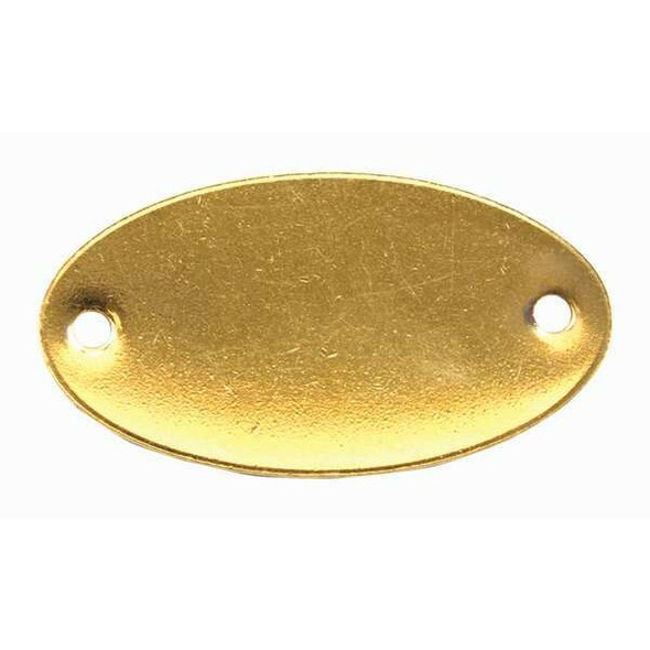 Blank Tag, Brass, 1 in H x 1 7/8 in W, 1 in Dia., Yellow, Oval, 100 PK