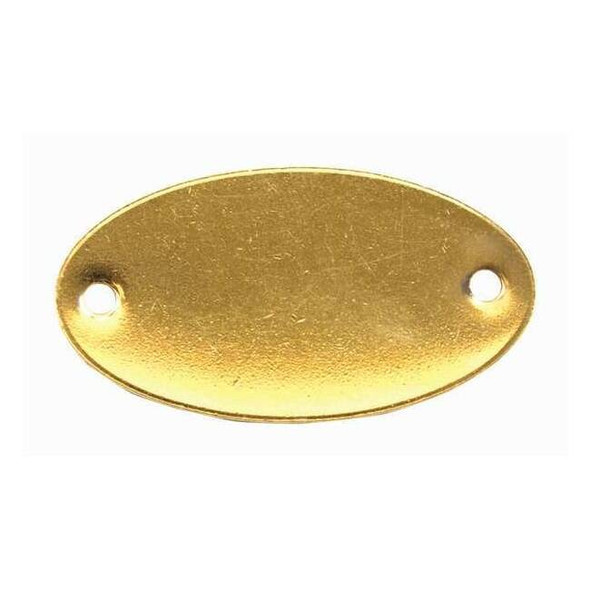 Blank Tag, Brass, 1 in H x 1 7/8 in W, 1 in Dia., Yellow, Oval, 100 PK
