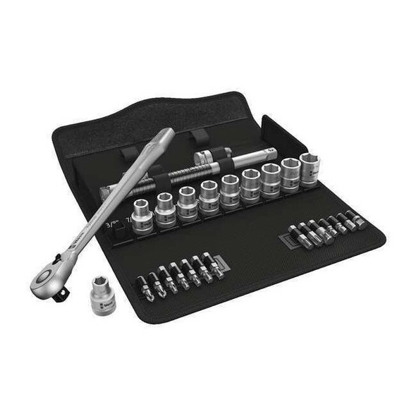 1/2" Drive Ratchet Set, SAE, Torx 28 Pieces 3/8 in to 13/16 in , Chrome, 6Pt