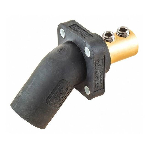 Hubbell Wiring Device-Kellems Angled Recp,Blk,Male,Dbl Set Screw,400 A HBLMRABK