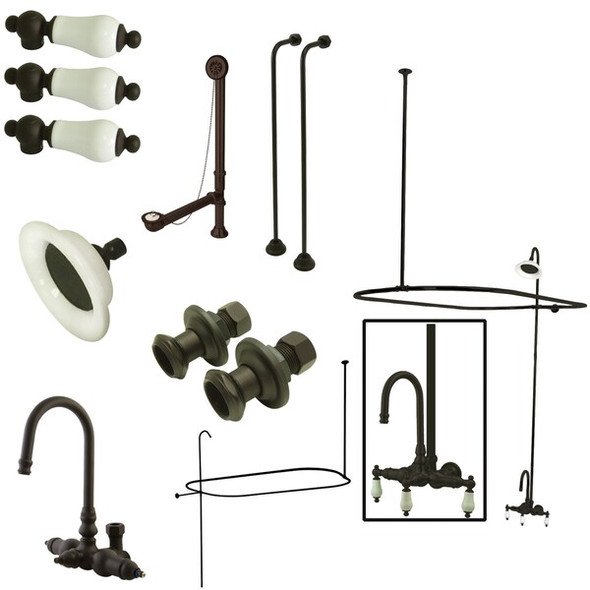 Clawfoot Tub Faucet Packages, Oil Rubbed Bronze, Tub Wall Mount