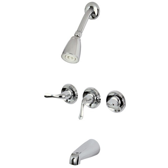 Kingston Brass Tub and Shower Faucet, Polished Chrome, Wall Mount KB2231YL
