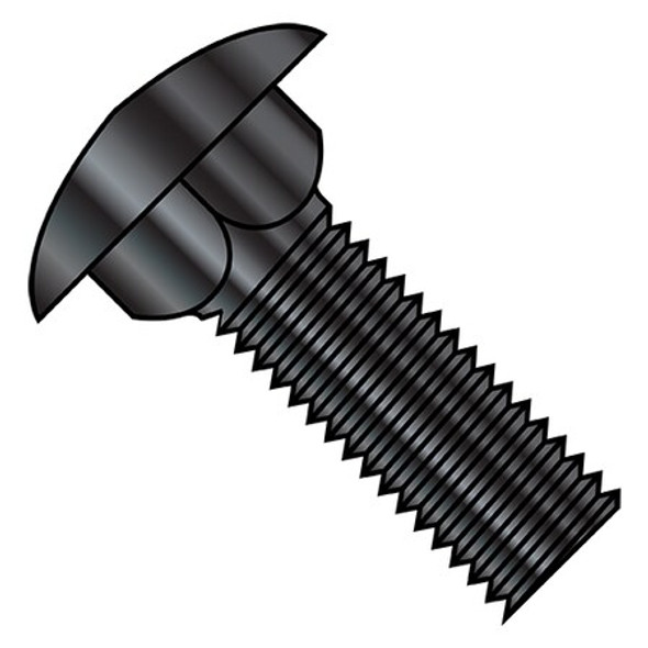 Carriage Bolt, Square Neck, Steel, Black Zinc Plated, 2000 PK