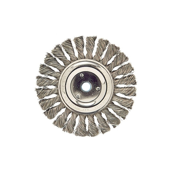 Cable Twist Knot Wire Wheel, 6 in D x 3/8 in W, .023 in Steel Wire, 9,000 rpm