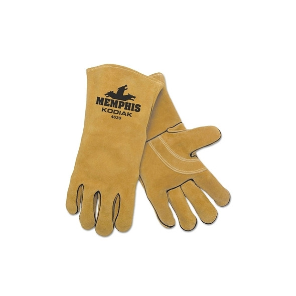 Kodiak Leather Welders Gloves, Side Cow Leather, XL, Brown