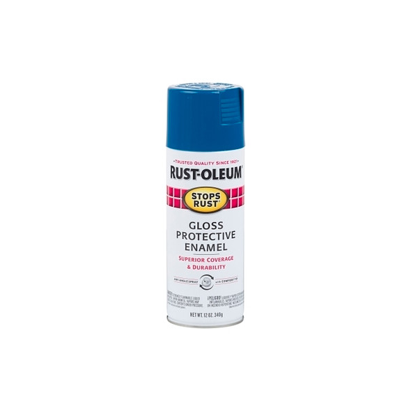 Stops Rust® Protective Enamel Spray Paint, 12 oz, Aerosol Can, Royal Blue, Gloss Finish