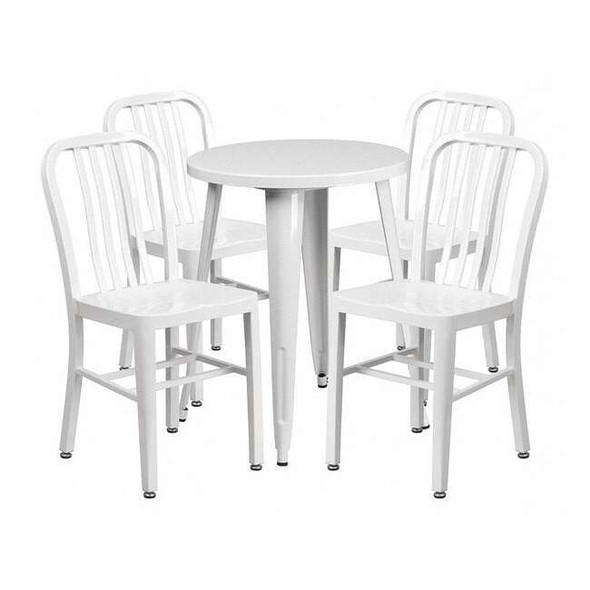 Flash Furniture Round 24" W, 24" L, 29" H, Metal, White CH-51080TH-4-18VRT-WH-GG