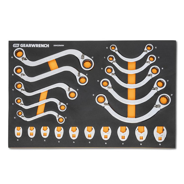 20 Piece Specialty Ratcheting Metric Wrench Set in Foam Storage Tray GWMSSRWMM