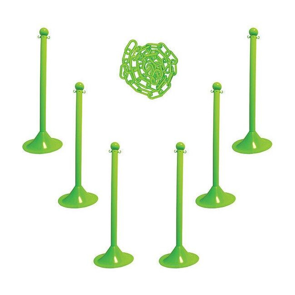 Barrier Post Kit, Safety Green, 41 in Post Height, Gloss