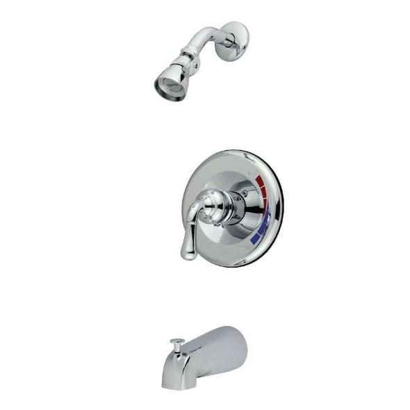 Tub and Shower Faucet, Standard, 3, Wall Mount, Polished Chrome