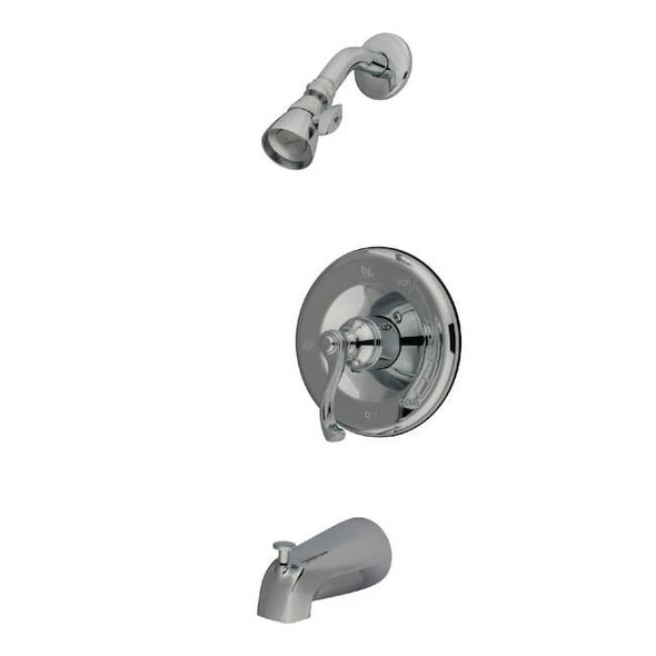 Tub and Shower Faucet, Standard, 3, Wall Mount, Polished Chrome