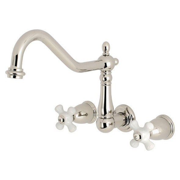 Kingston Brass Roman Tub Faucet, Polished Nickel, Wall Mount KS1026PX