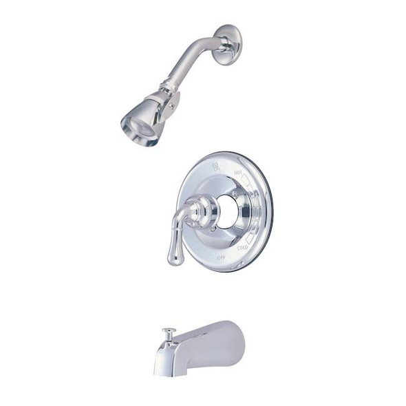 Tub and Shower Faucet, Standard, 3, Wall Mount, Polished Chrome