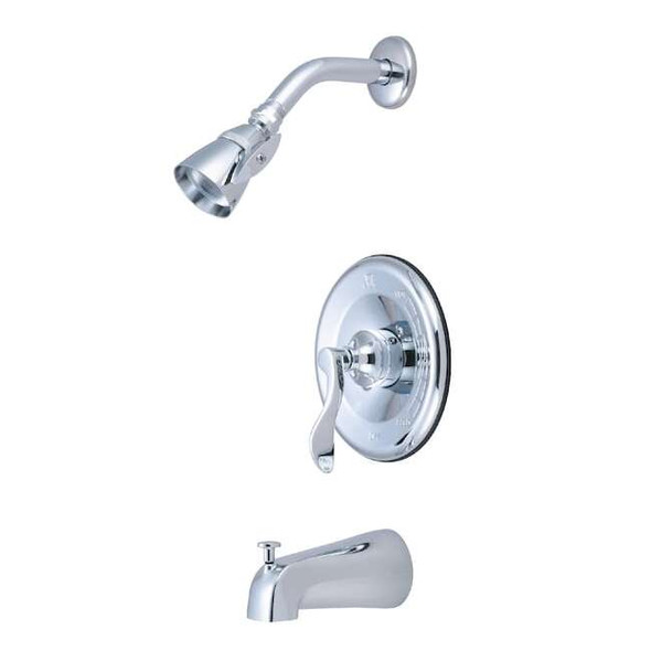 Tub and Shower Faucet, Standard, 3, Wall Mount, Polished Chrome