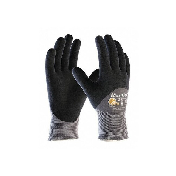 Coated Gloves, Foam Nitrile, Foam, 3/4 Dip, 3 Abrasion Level, Gray, XS (6) 12 PK