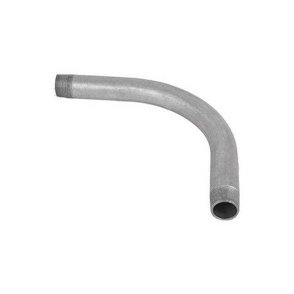 Conduit Fitting 90 Deg Elbow, 2 in, Threaded, Steel, Galvanized, Silver