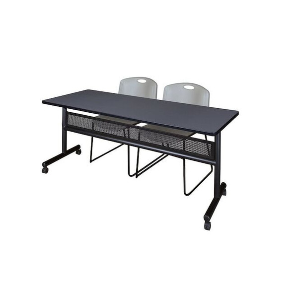 Kobe Rectangle FlipTop Table, 72" W, 29" H, Laminate Top, Gray MKFTM7224GY44GY