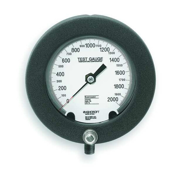 Test Pressure Gauge, 0 to 2,000 psi, 4 1/2 in Dial, 1/4 in NPT, Bottom Location