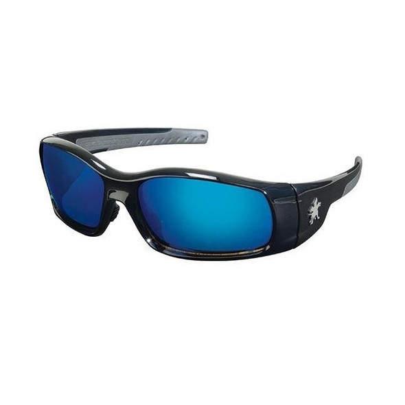 MCR Safety® Swagger® Eyewear, Black Frame, Blue Diamond Mirror Lens, 1/Each
