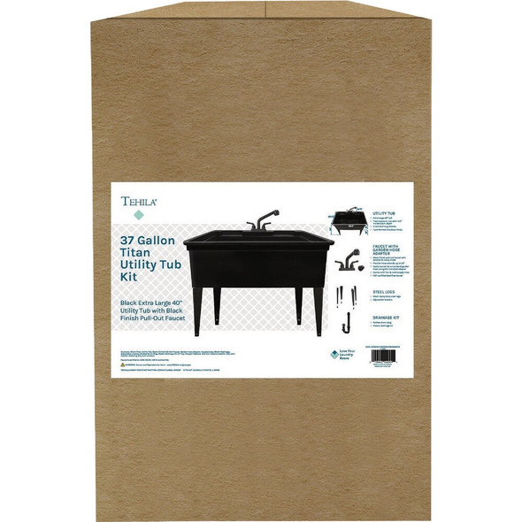 Tehila Large 37 Gal. Black Utility Tub Kit 205019 455203