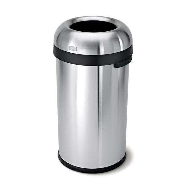 16 gal Round Indoor Metal Can, Brushed, Stainless Steel, 16.1 in