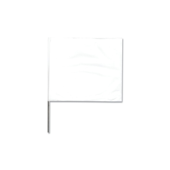 Stake Flags, 4 in x 5 in, 21 in Height, PVC; Steel Wire, White Pack of 100