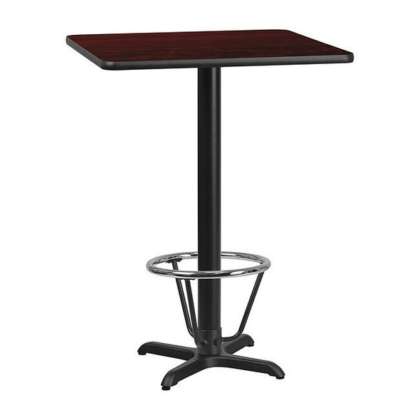 Square Laminate Table, 30" W, 30" L, 43.125" H, Laminate, Wood Grain