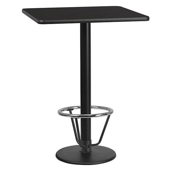 Square Table-RD Base,Laminate Blk,30",Square, Laminate, Wood Grain